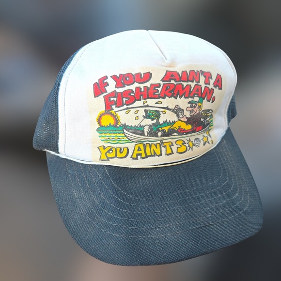 Yupoong Other - VTG If You Ain't A Fisherman Trucker Hat Black Mesh Snapback Humor Yupoong Cap